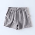 thumbnail image 2 of YUGYXL Cotton Linen Shorts for Women Summer Drawstring Comfy Shorts 2025 Trendy Stretch Waist Quick Dry Holiday Shorts with Pockets Gray L, 2 of 6