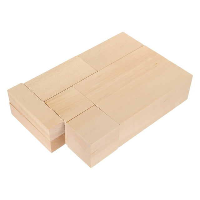 LEEYNEER 8 Pcs Unfinished Wooden Block Blocks for Crafts Crate Whittling