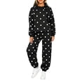 thumbnail image 6 of Fall Sets for Women Casual Long Sleeve Hoodies Matching Elastic Waist Joggers Polka Dot Cozy Lounge Teacher Outfits with Pockets Black XL, 6 of 6