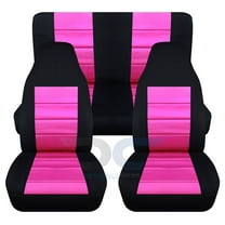 Designcovers Fits 2003-2006 Jeep Wrangler LJ Cotton Seat Covers:Black Hot Pink -FullSet