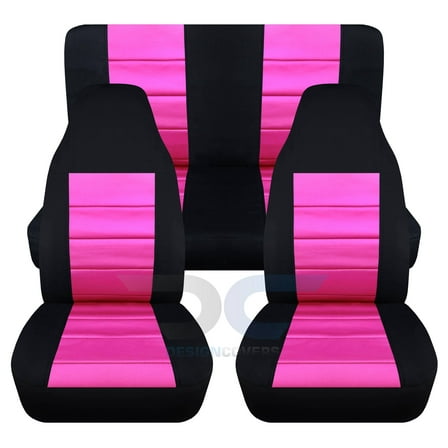Designcovers Fits 2003-2006 Jeep Wrangler LJ Cotton Seat Covers:Black Hot Pink -FullSet