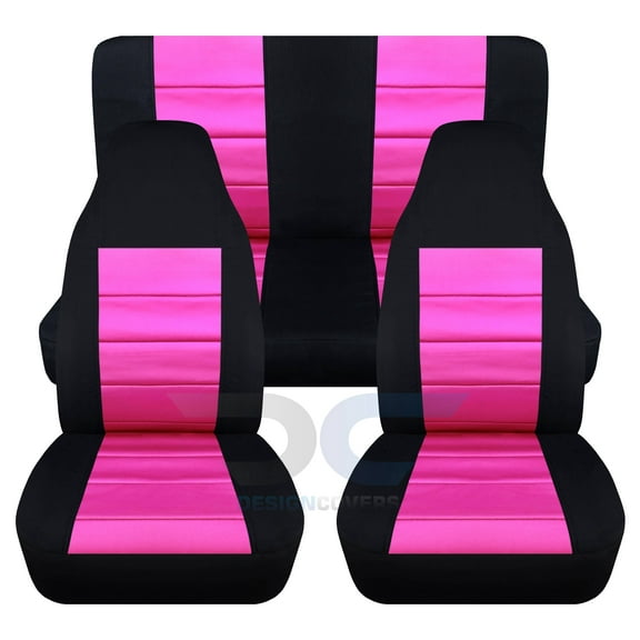 Designcovers Fits 2003-2006 Jeep Wrangler LJ Cotton Seat Covers:Black Hot Pink -FullSet