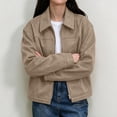 thumbnail image 6 of Enjoytime Fall Jackets for Women Lapel Collar Long Sleeve Cropped Zip Up Jacket Vintage Casual Outerwear with Pockets, 6 of 8