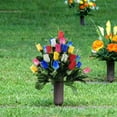thumbnail image 5 of CHUANK Fleurs de Cimetière en Soie de Sympathie Fleurs de Sépulture Lys Rouges avec Marguerites Blanches et Bouquet de Roses Rouges, 5 of 5