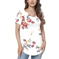 thumbnail image 2 of Verano V Cuello Manga Corta Túnica Impreso Criss Cross Casual Camiseta Moda Blusa Tops para Mujer, 2 of 6