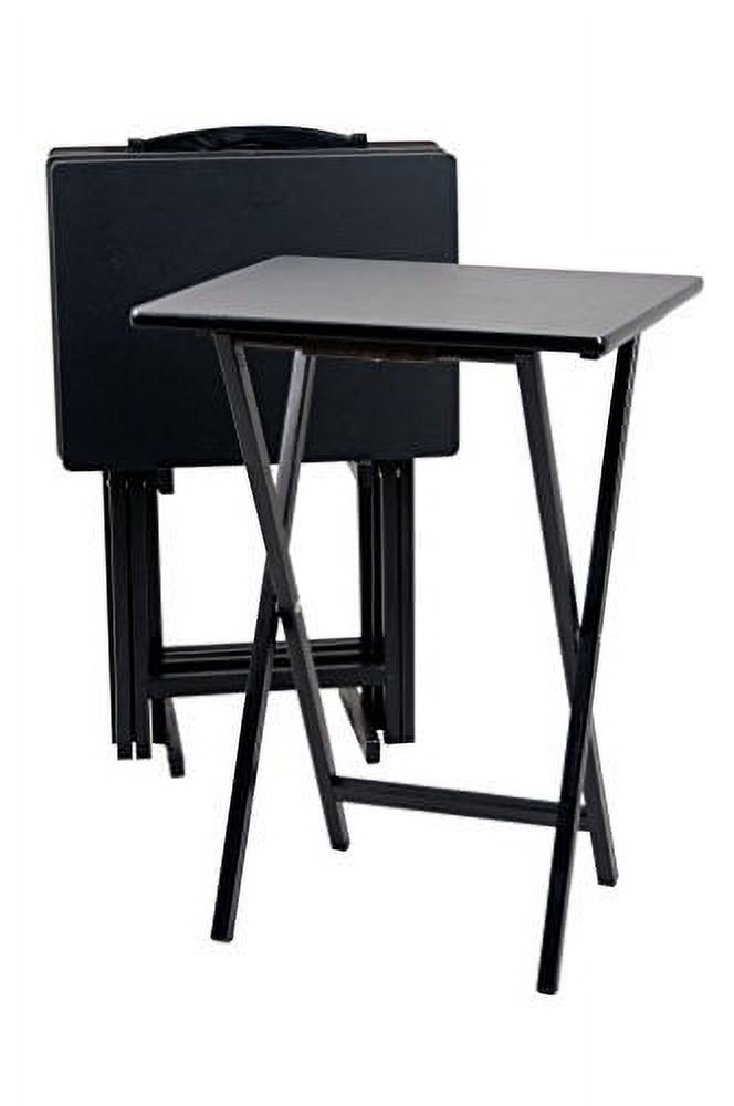 Mainstays Indoor Folding Table Set of 4 in Black  L19 x W15 x H26 inches.  4 Tables+1 Rack Stand. - image 2 of 7