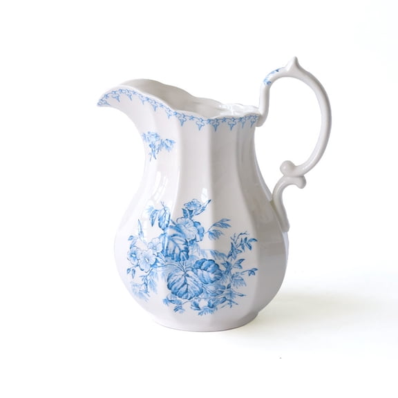 French-style vintage blue-and-white porcelain vase, European medieval-style hydroponic flower arrangement vessel, living room tabletop decoration ornament