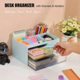 thumbnail image 4 of Desk Organiser, Desktop Storage Box with Drawers & Holders, Desk Accessories for Pencil, Makeup & Art Crafts (Large, 2 Drawers, Blue), 4 of 4