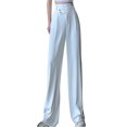 thumbnail image 5 of Miluxas Womens Pants Plus Size Clearance Women’s Solid High Waisted Pocket Wide Leg Pants Straight Baggy Trousers White 4(S), 5 of 5