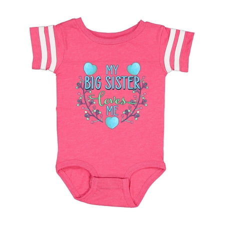 

Inktastic My Big Sister Loves Me with Flowers and Hearts Gift Baby Boy or Baby Girl Bodysuit