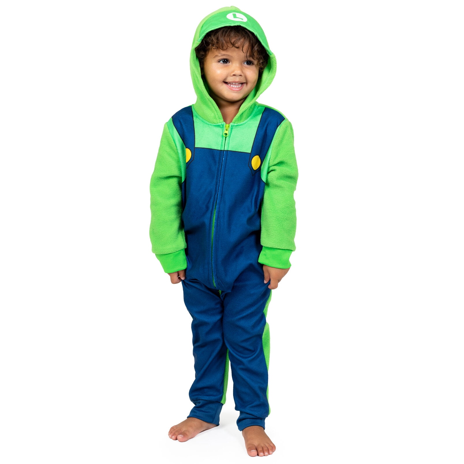 SUPER MARIO Nintendo Luigi Toddler Boys Zip Up Pajama Coverall