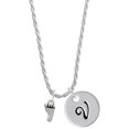 thumbnail image 1 of Delight Jewelry Silvertone Small Bare Feet Silvertone Script Initial Disc - V - Charm Necklace, 20"+3", 1 of 4
