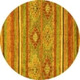 thumbnail image 1 of Ahgly Company Indoor Round Abstract Yellow Modern Area Rugs, 7' Round, 1 of 4