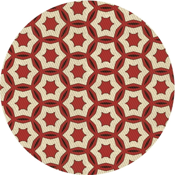Ahgly Company Machine Washable Indoor Round Transitional Red Area Rugs, 3' Round