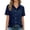 Dark Blue, variant on T Shirts for Women 2026 Summer Linen Short Sleeve Button Down Lapel Collared Dressy Casual Office Work Tshirt Blouse