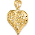 thumbnail image 5 of 14K Yellow Gold 3-D Diamond-Cut Filigree Puffed Heart Charm (26.7 X 23.1) Made In United States k7115, 5 of 5