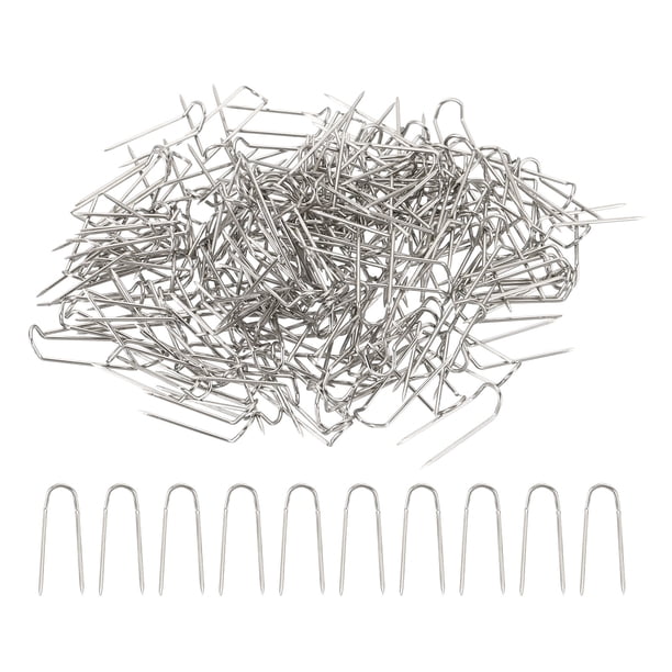 Uxcell Fork Pins, Stainless Steel Sewing U-Pins 0.7" Double Blocking Pin, Silver,200Pack