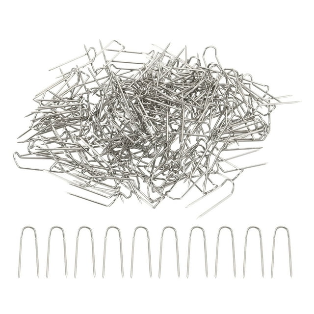 Uxcell Fork Pins, Stainless Steel Sewing U-Pins 0.7" Double Blocking Pin, Silver,200Pack