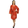thumbnail image 4 of Bimba Robe de Chambre Florale pour Femmes Kimono de Demoiselle d'Honneur Blanc, 4 of 5