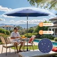 thumbnail image 6 of 9ft Outdoor Umbrella with Navy Blue Polyester Fabric, Patio Umbrella with Fiberglass Ribs Market Table Umbrella with Push Button Tilt and Crank UV Protection Waterproof, 6 of 6