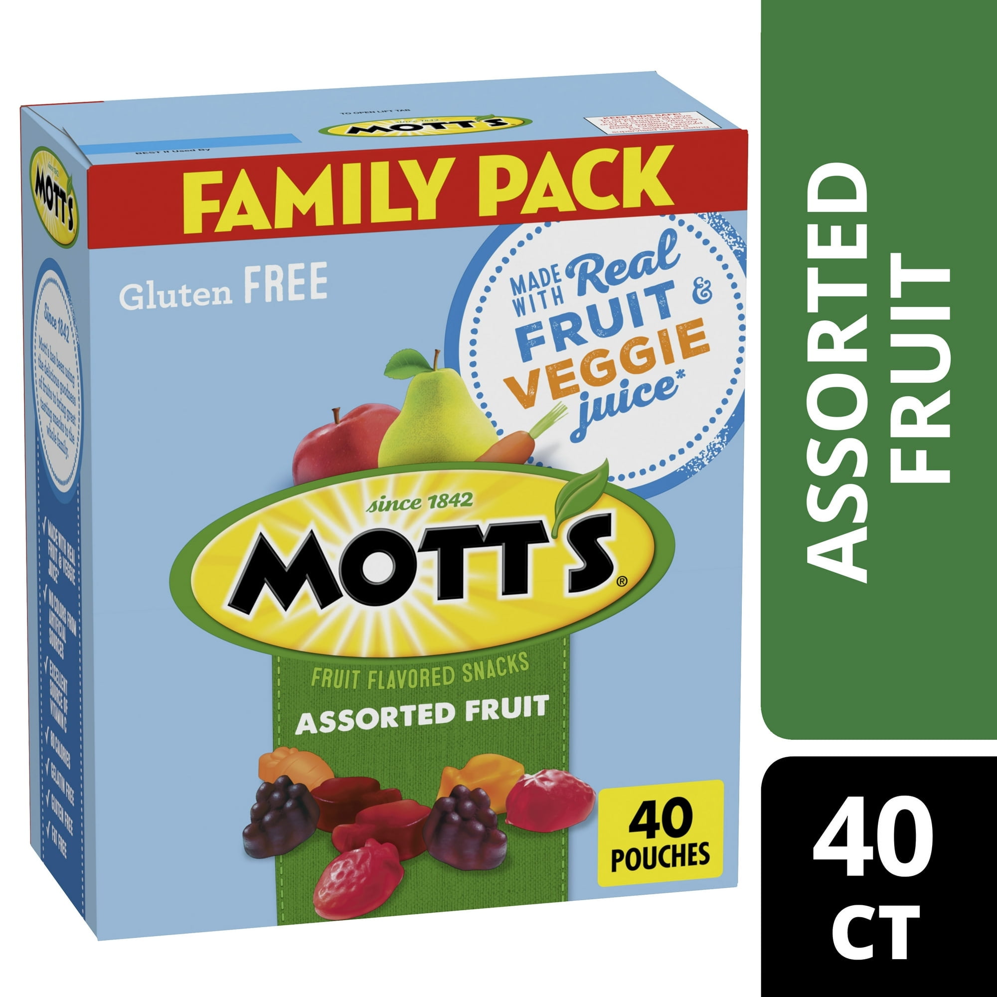 Mott’s Fruit Flavored Snacks Halloween Treats, Assorted Fruit, 40 Count 32 oz with Olive Green Bowl by ValueNest