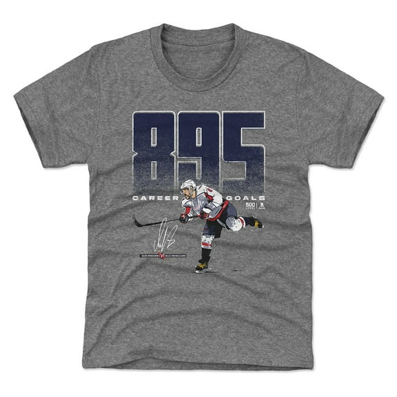 Youth 500 Level Alexander Ovechkin Gray Washington Capitals NHL All-Time Leading Goal Scorer Bold T-Shirt