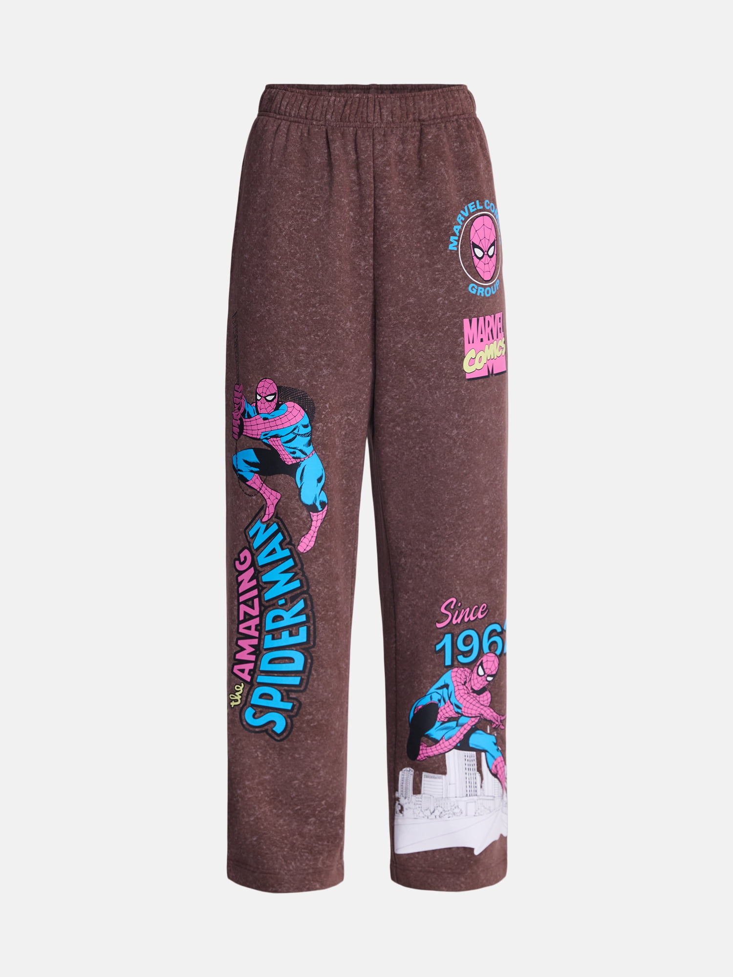 Marvel Spider-Man Women's Fleece Washed Graphic Wide Leg Jogger Pants, Sizes XXS-XXL