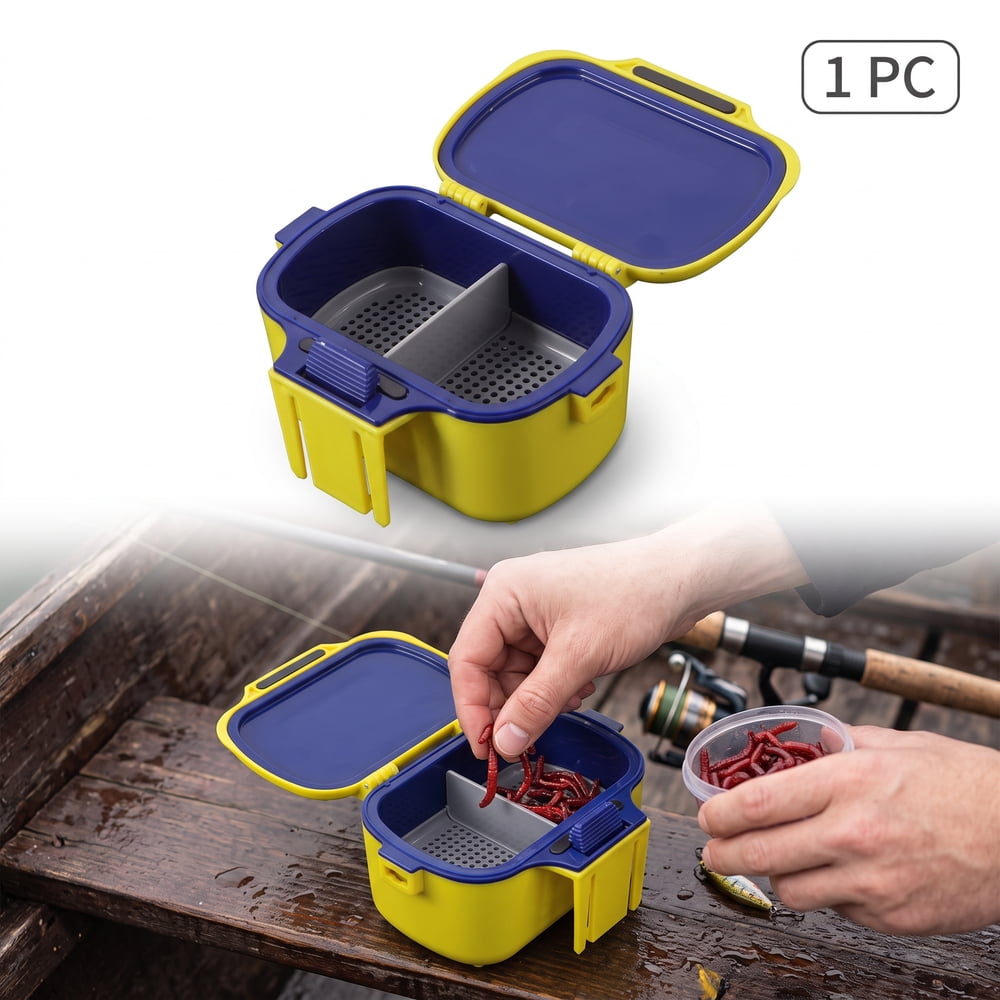 1 Pc Insulated Fishing Bait Box Live Worm Keeper Yellow Tackle
