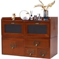thumbnail image 2 of Miumaeov Desktop Organizing Cabinet with 6 Drawers Retro Wooden Countertop Storage Cabinet with Acrylic Door Perfect for Home Office, 2 of 13