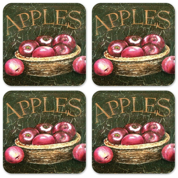 Vinyl Drink Coasters - Set of 4 - Dark Apples