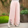 thumbnail image 2 of YUANGUANST Wide Leg Pants Woman Women Large Size Casual Pants Cotton And Linen Loose Cropped Pants Wide Leg Pants Business Work Casual Pants, 2 of 4