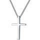 thumbnail image 1 of 925 Sterling Silver Cross Pendant Necklace for Men and Women, Classic Christian Jewelry, 15.7 Inch, 1 of 5