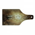 thumbnail image 1 of Psychedelic Cutting Board, Gothic Spooky Birth Life Death and Skull Face Art Design, Decorative Tempered Glass Cutting and Serving Board, Wine Bottle Shape, Yellow Tan, by Ambesonne, 1 of 1