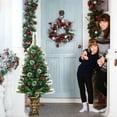 thumbnail image 3 of Topbuy 2 PCS 4FT Neige Floqué Artificiel Arbre d'Entrée PVC Arbre W / Pommes de Pin, 3 of 8