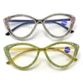 thumbnail image 4 of 2 Pairs of Ladies Handmade Diamond Reading Glasses 3.00 Women Elegant Anti-blue Light Cat Eye Readers +3.00 Strength, 4 of 7
