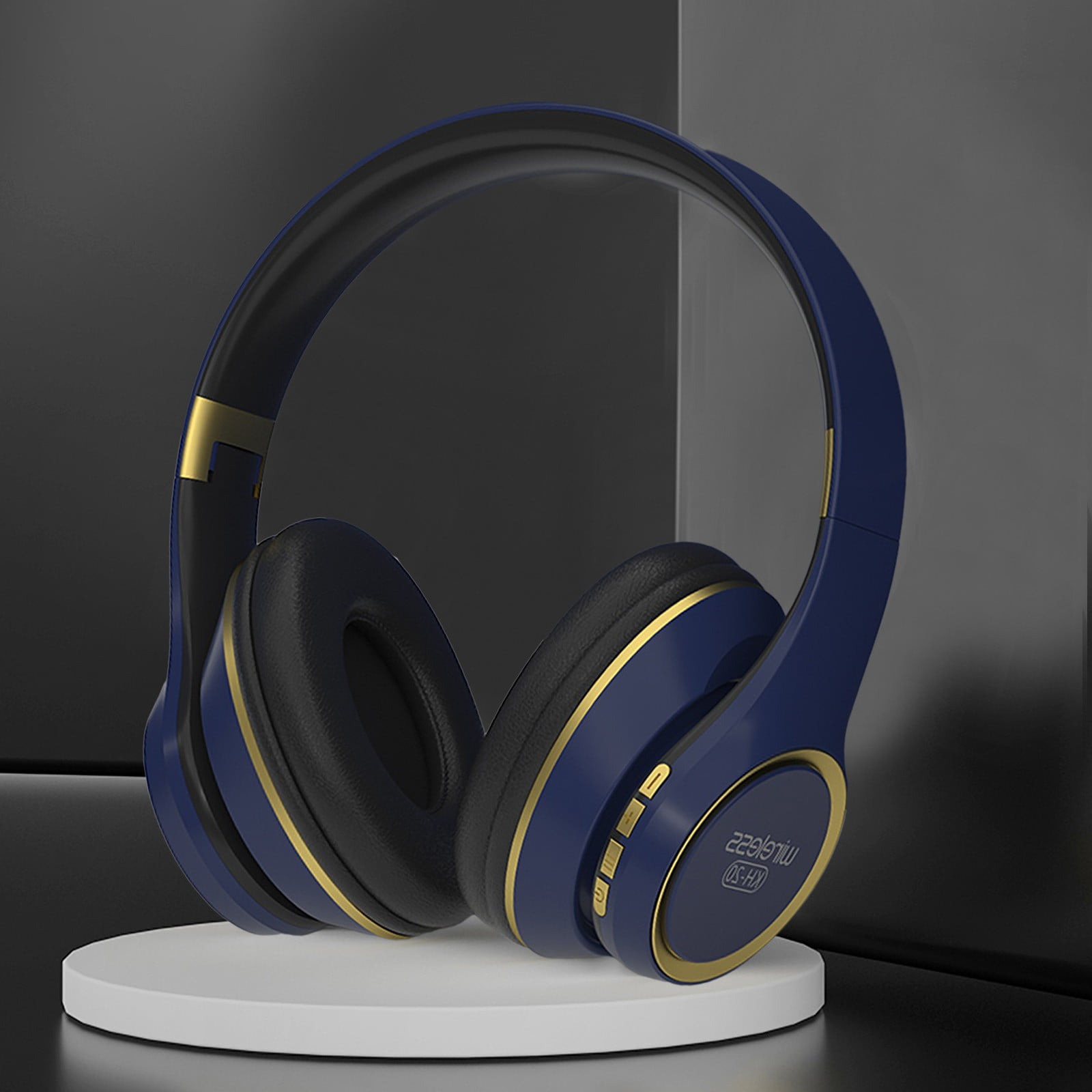 Uandlove Bluetooth Headset for Cell Phone,Over Ear Bluetooth Headphones Wireless Headset With Built-in Mic Soft Earmuffs Retractable Support Connecting Audio Cable,Blue