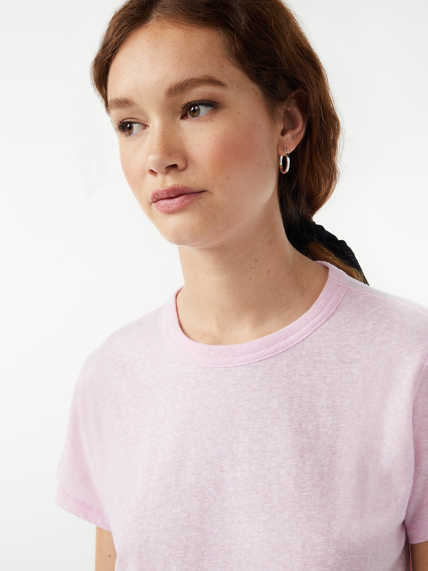 Free Assembly Women's Ringer Tee with Short Sleeves, Sizes XS-XXXL