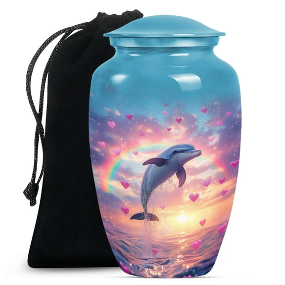 Dolphin Urn for Ashes for Women, Large Cremation Urns for Human Ashes Adult Man, Funeral Urns For Adult Ashes Men, Decorative Urn for Ashes(Size - 10inch)