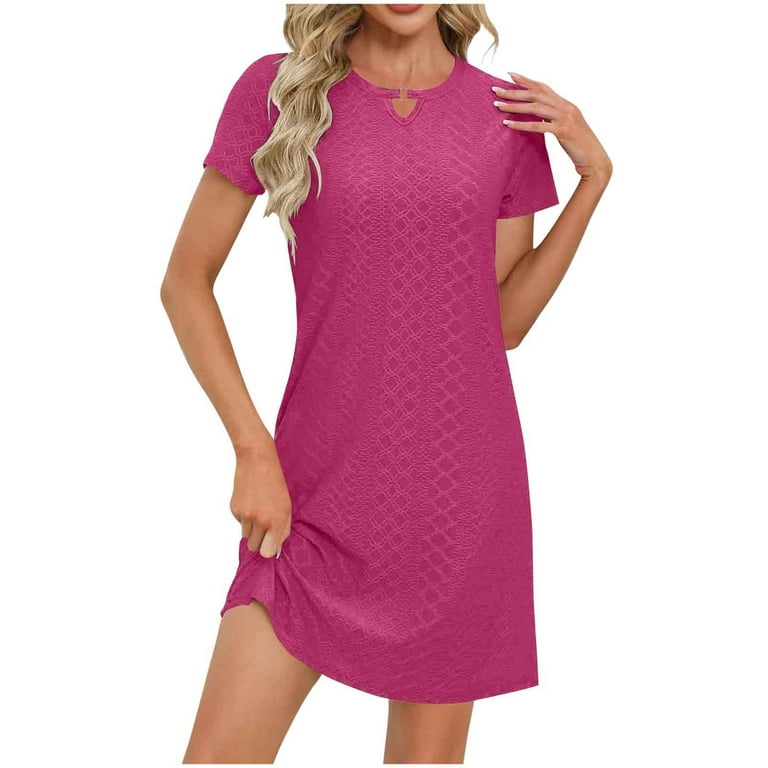 50% Off Clear! Women Plus Size Dresses Women's Fashion Casual Solid Color  Pocket Summer Sleeveless Round-Neck Dress Hot Pink XL - Walmart.com