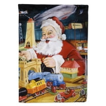 Carolines Treasures PJH3023GF Santa Claus Tin Toy Time Flag Garden Size Small multicolor