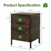 HOMEFUN Outdoor Indoor Storage Weatherproof Rattan Cabinet with 3 Drawers for Patio Entryway Garden Indoor Living Room Kitchen