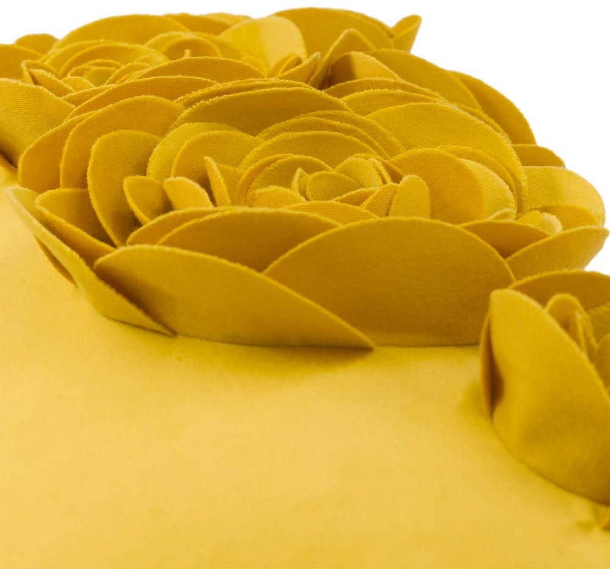 JWH  3D Yellow Rose Flower Throw Pillow Covers Soft Velvet Fabric Cushion Case for Sofa Bed Decor  12x20inch