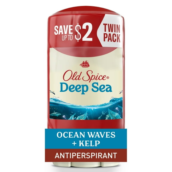 Old Spice Men's Antiperspirant Deodorant, Invisible Solid Stick, Deep Sea, 2.6 oz (2 Pack)