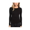 thumbnail image 2 of Splendid Women's Ribbed Crew Neck Long Sleeve Tee (Black, XL), 2 of 3