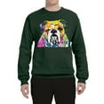 thumbnail image 2 of Wild Bobby Dean Russo Neon Colorful Pug Dog The Bulldog Dog Lover Unisex Crewneck Graphic Sweatshirt, Forest Green, Large, 2 of 5