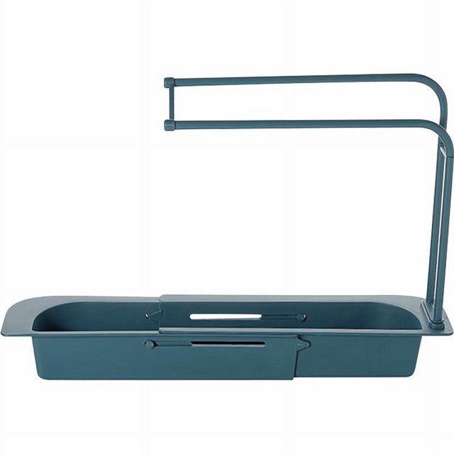 Fregadero telescópico, escurridor de cocina, cesta de almacenamiento, bolsa, soporte para grifo, estante ajustable para fregadero de baño, accesorio de cocina (azul marino) Sailing Electrónica