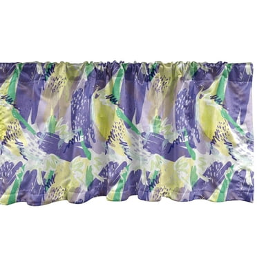 Ambesonne Abstract Window Valance, Brushstroke Pastel Colors, 42" x 18", Blue Violet and Pale Green