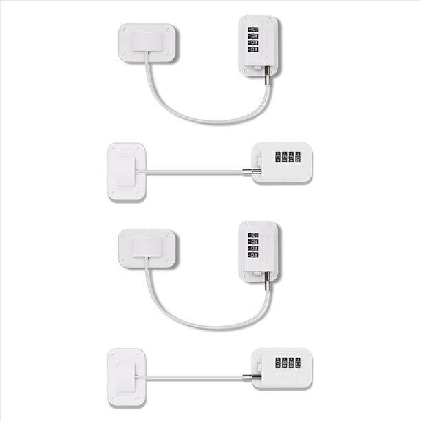 4 Piezas de Cerradura de Refrigerador, Cerradura de Congelador, Cerradura de Puerta de Nevera, Combinación de Cerraduras de Seguridad para Niños para Cajones de Gabinetes (Blanco)