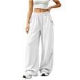 thumbnail image 5 of ZHYou No Boundarie Womens Oversized Sweatpants Elastic Waisted Wide Leg Baggy Fit Pull On Casual Pants with Drawstring Pockets,White,Size XL, 5 of 7