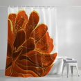 thumbnail image 3 of Shower Curtains for Bathroom, Burnt Orange Waterproof Fabric Shower Curtain, Sparkle Gold Stained Floral Flower Art Decorative Bathroom Curtain for Bathtub, 72"x78", No Hooks Included, 3 of 9